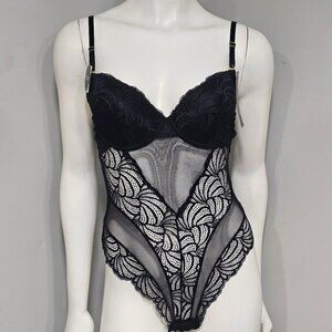 Sophie B Lightly Padded Bodysuit Lingerie Black Size Medium